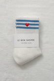 LE BON SHOPPE Embroidered Girlfriend Socks - Ivory & Heart